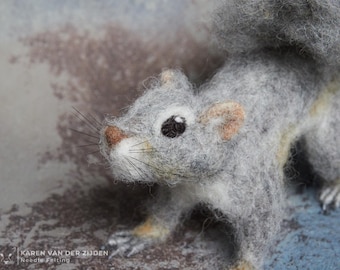 Grey Squirrel - Needle Felted Realistic Wool Animal Sculpture - Handmade Wildlife Art Gift - Woodland Decor