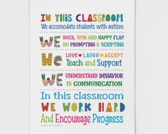 Autism Teacher Classroom Rules - Printable Digital JPEG or PDF - Wall Art Print - Special Education SPED Teacher - Back To School