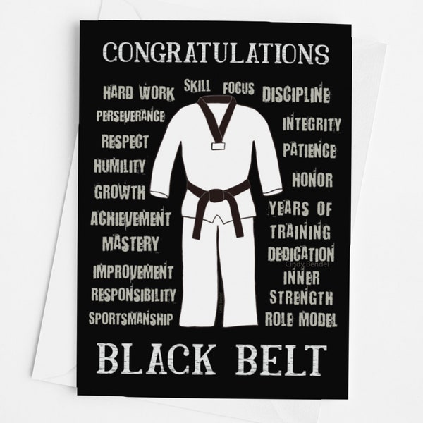 Black Belt Congratulations Taekwondo Judo Karate Greeting Card - Martial Arts Black Belt Testing