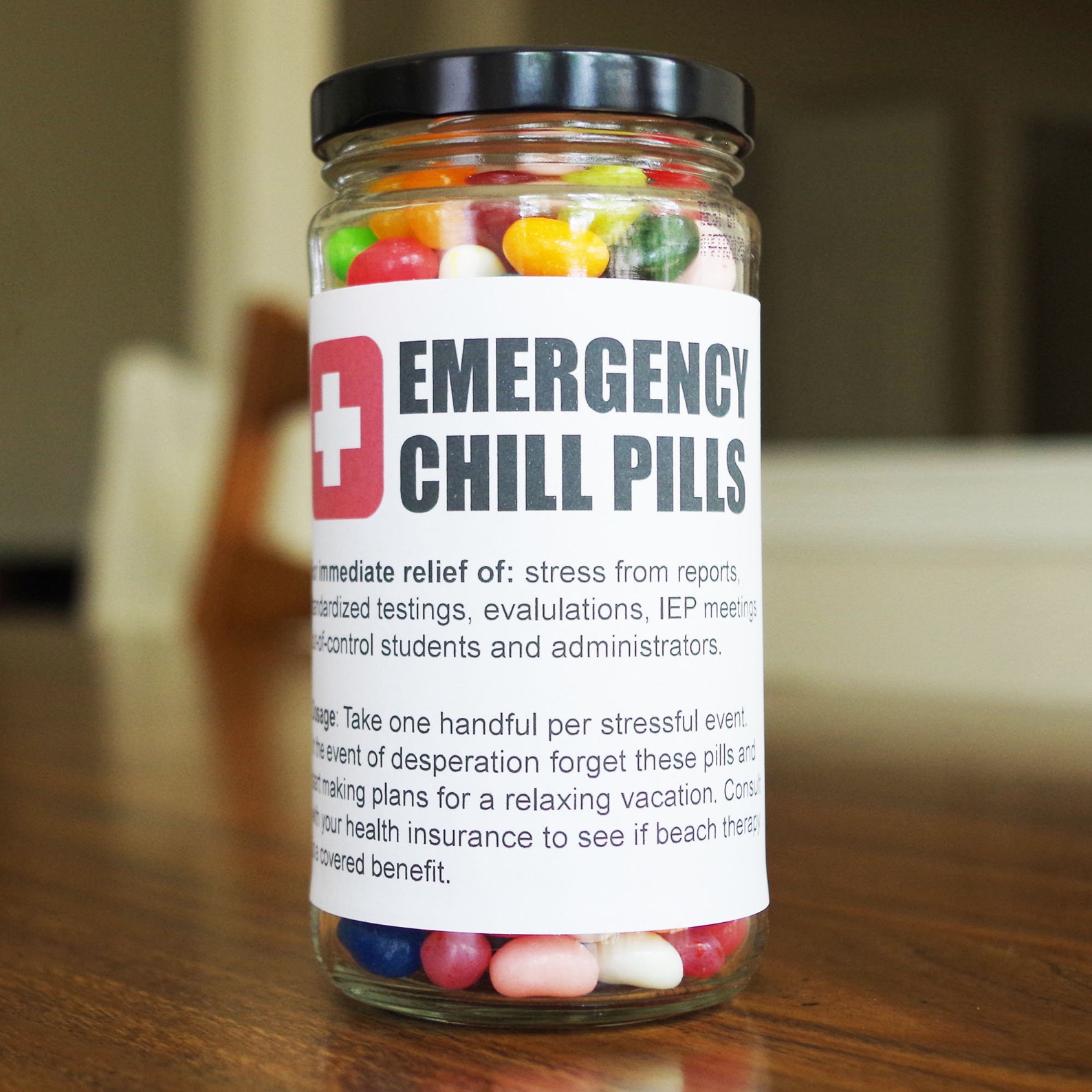 Funny Teacher Gift Emergency Chill Pills Label Digital Printable PDF ...