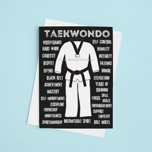 Black Belt Taekwondo Greeting Card - Congratulations Congrats - Martial Arts Belt Testing