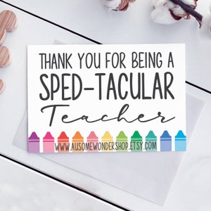 Teacher Appreciation Printable Card for Special Education Autism | Digital PDF JPEG | Greeting Card Postcard