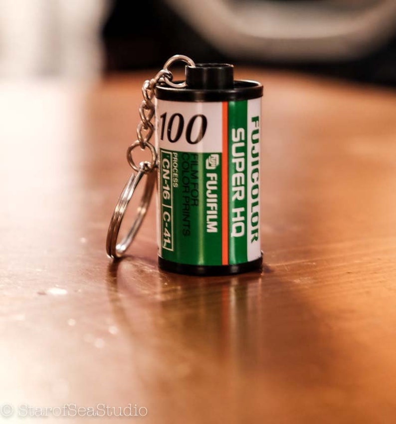 Fujifilm Fujicolor Super HQ 100 35mm Film Roll Canister Keychain Photography Accessory Gift Backpack Bag Car Keys Analog