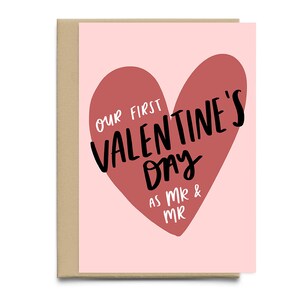 Notre première Saint-Valentin comme M. et M. Card | Carte de Saint-Valentin pour le mari | A6 Carte de vœux d’amour | Première Saint-Valentin Marié | Gay