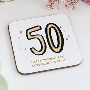 Personalised 50th Birthday Gift, 50th Coaster, 50th Birthday For Him, 50th Birthday For Her, Keepsake 50th Gift, Fiftieth Birthday Coaster