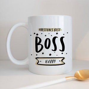 Personalised Best Boss Mug, Gift for Boss, Manager Gift, Add Your Name, New Job Coaster, Boss&#39;s Mug, Birthday Gift, Christmas Gift