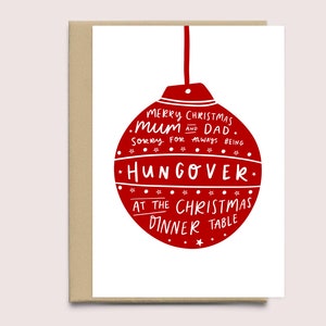 Divertente biglietto di Natale per mamma e papà / Scusa sono sempre sbornia al tavolo della cena di Natale / Divertente biglietto di auguri / Biglietto di Natale per i genitori