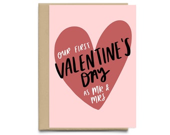 Our First Valentine's Day As Mr and Mrs Card | Valentine's Card For Husband For Wife | A6 Love Greeting Card | First Valentine's Day Married