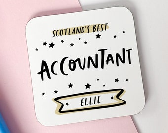 Personalised Best Accountant Coaster, Gift for Accountant, Accounting Gift, Add Your Name, Graduation Gift, Birthday Gift, Accountancy Gift