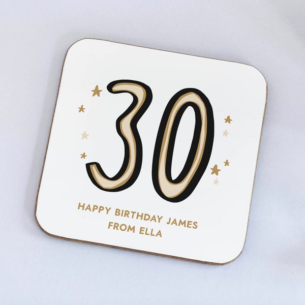 Personalised 30th Birthday Gift, 30th Coaster, 30th Birthday For Him, 30th Birthday For Her, Keepsake 30th Gift, Thirtieth Birthday Coaster