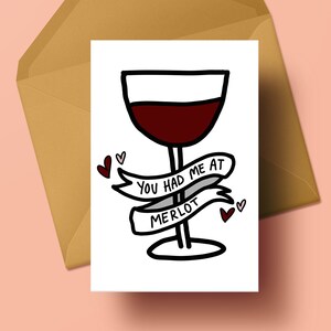 Drôle de carte de Saint-Valentin | Vous m’avez eu au merlot | | de vin Carte de Saint-Valentin pour son | Carte de Saint-Valentin pour lui | petit ami | copine