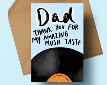 Funny Father's Day Card | Greeting Card For Dad | Thank you father | Record | Music | Vinyl | Family | From child on fathers day | musical