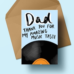 Funny Father's Day Card Greeting Card For Dad Thank you father Record Music Vinyl Family From child on fathers day musical image 1