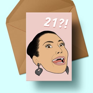 Cartão de aniversário de 21 anos | Kim Kardashian Inspirado | Kim K Chocado | Vinte e um | Feliz aniversário | Cartão de felicitações | KUWTK | Kardashians | Bday