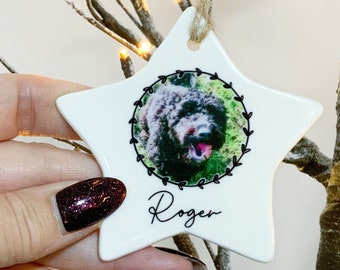 Personalised Pet Photo Christmas Decoration, Christmas Gift for Pet Lovers, Pet Christmas Keepsake, Dog Bauble, Cat Bauble, Pet Decor