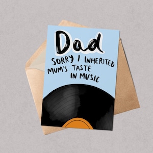 Grappige Vaderdag kaart | Wenskaart voor papa | Sorry papa | | opnemen Muziek | Vinyl | Familie | Van kind op vaderdag | muzikaal