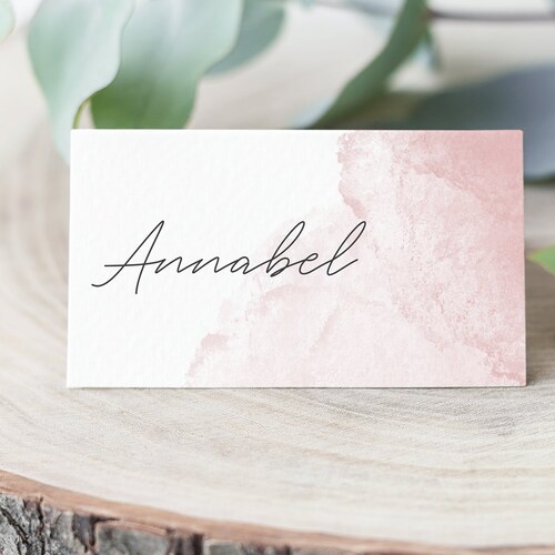 Wedding Place Cards Blush Pink Name Cards Watercolour Etsy