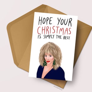 Tarjeta de Navidad divertida / Inspirada en Tina Turner / Simplemente la mejor tarjeta de felicitación / Feliz Navidad / Tarjeta de felicitación / Tarjeta de música / Icono pop / Navidad