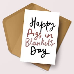 Divertida tarjeta de Navidad / Tarjeta de felicitación tipográfica / Tarjeta de cerdos en mantas / Tarjetas de Navidad para él / Para ella / Para novio / Novia