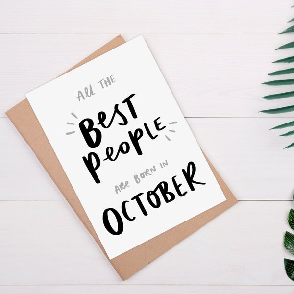 Cute October Birthday Card, All The Best People Born In October, Funny October Birthday Card, Cute Birthday Card for Friend, Libra, Scorpio