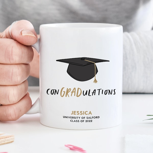 Personalised Graduation Gift, ConGRADulations Mug, Graduation Keepsake, For Her, For Him, Grad Gift, Degree Gift, Class of 2023 Gift