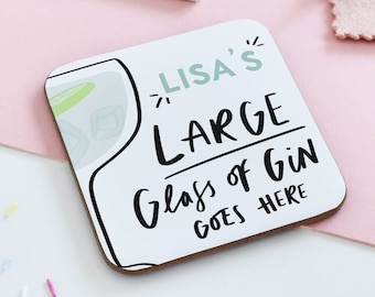 Personalised Gin Goes Here Coaster, Gin Gift, Gift for Gin Lover, Gift for Friend, Funny Coaster, Gift for Her, Gift for Mum, Bar Gift, G&T