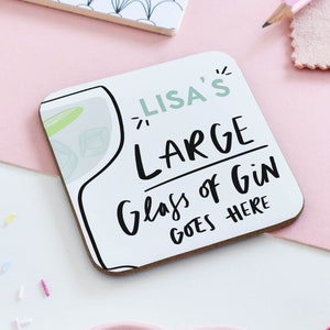 Personalised Gin Goes Here Coaster, Gin Gift, Gift for Gin Lover, Gift for Friend, Funny Coaster, Gift for Her, Gift for Mum, Bar Gift, G&T