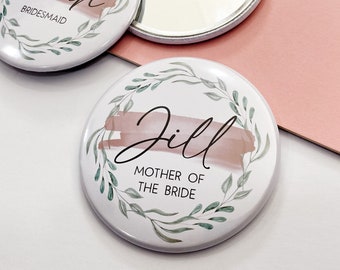 Personalised Mother of the Bride Pocket Mirror, Bridal Party Gift, Bridal Shower Gift, Wedding gift for Mother of the Bride Keepsake, Hen Do