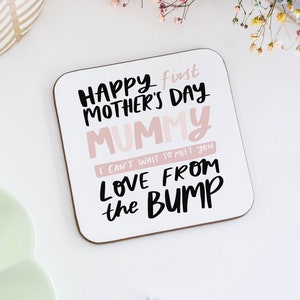 Happy Mother&#39;s Day From The Bump Coaster, To Mummy From The Bump Gift, First Mother&#39;s Day, Coaster with Saying, Mum to be Gift, Mama Coaster