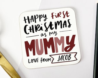 Personalised First Christmas As My Mummy Coaster, 1st Christmas As Mum Gift, Baby First Christmas Gift to Mummy, From Baby Gift, Mum Gift