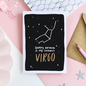 Jungfrau Geburtstagskarte, Happy Birthday To My Favorite Virgo, August Birthday, September Birthday Card, Sternzeichen Karte, Sternzeichen, Sternbild