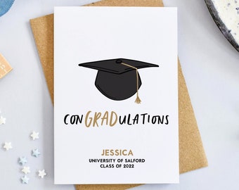 Personalised Graduation Card, ConGRADulations, Grad Card for Him or Her, Congratulations Card, Passing Degree, College University Graduation