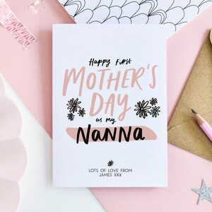 Gepersonaliseerde eerste moederdag als mijn Nanna-kaart, gelukkige 1e moederdagkaart, naar mijn Nanna-kaart, gepersonaliseerde kaart voor Nanna, voor haar