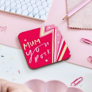 Mum You Rock Coaster, Gift For Mum, Mother&#39;s Day Gift, Mum Birthday Gift, Mum&#39;s Coaster, From Son, From Daughter, Mum Gift, For Her