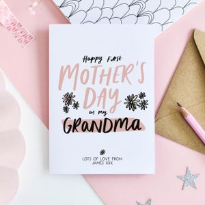 Cartão personalizado do primeiro dia das mães como cartão da minha avó, cartão de feliz primeiro dia das mães, cartão da minha avó, cartão personalizado para a avó