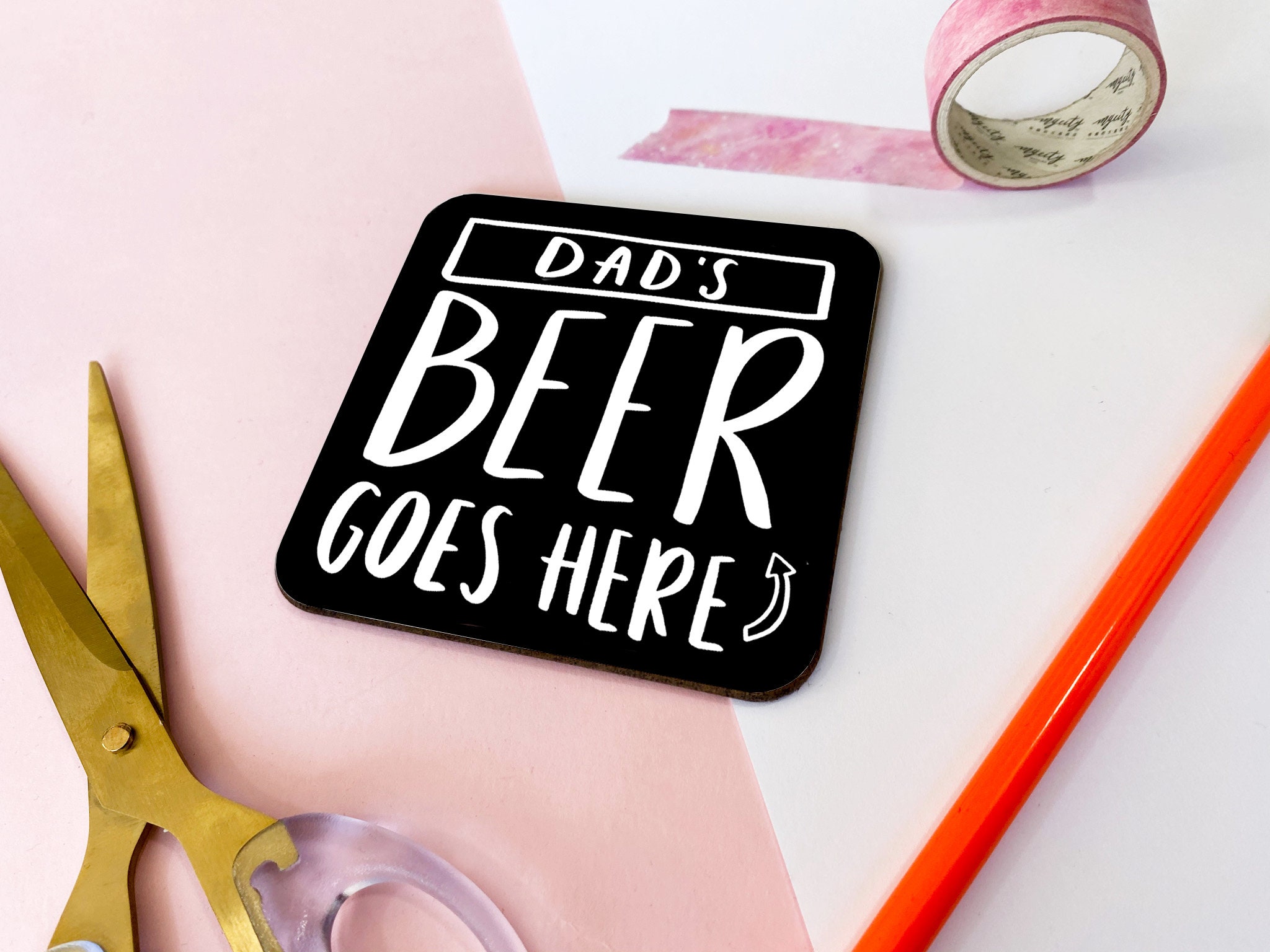 Dad's Beer Goes Here Coaster Regalo para papá Regalo del Etsy