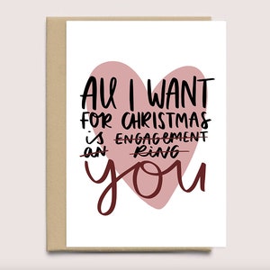 Lustige Weihnachtskarte für Partner, All I Want For Christmas Is (Ein Verlobungsring) Sie lustige Weihnachtskarte, Freund Weihnachtskarte, Freundin