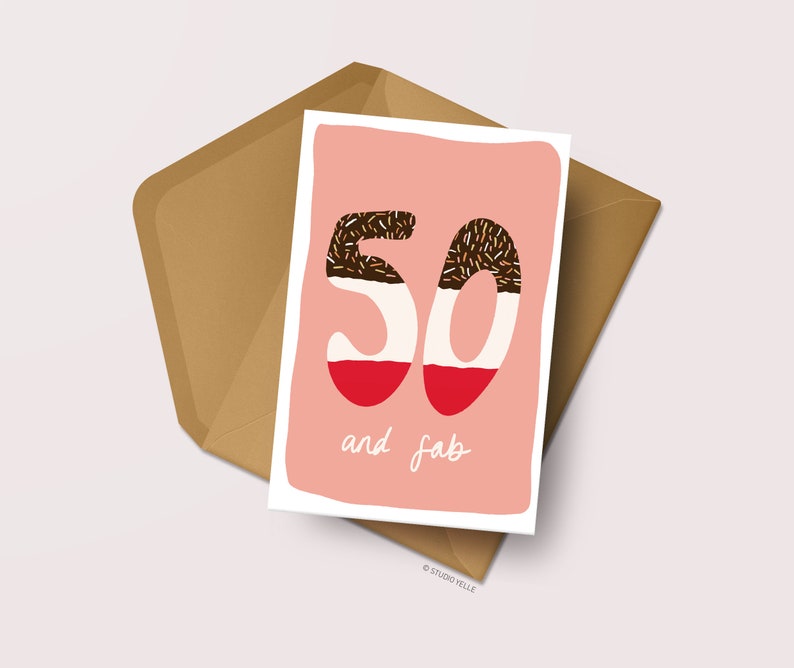 50 and Fab Fiftieth Birthday Card Age 50 Card for Her Him | Etsy