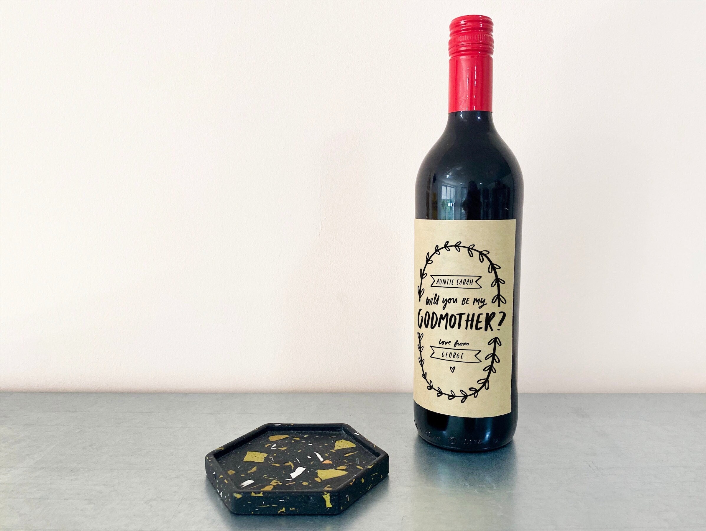 Will You Be My Godmother Personalised Wine Bottle Label, Kraft Wine Label, Godmother Gift, Godparent Gift, Godmother Proposal Gift