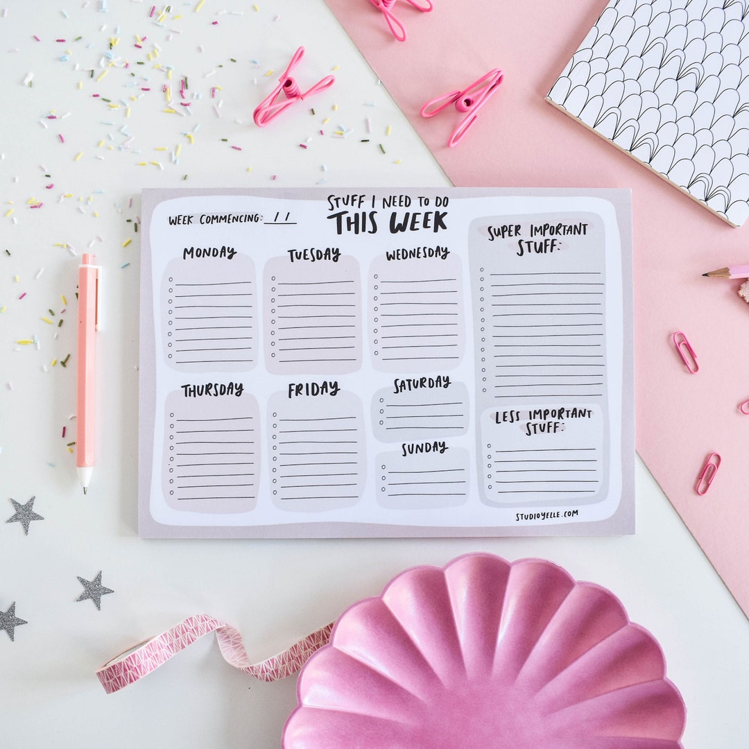 A4 Weekly Planner Desk Pad, Stuff I Need To Do This Week, To Do List ...