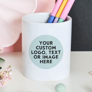 Personalisierter Logo Stifthalter, benutzerdefinierter Text Stifthalter, personalisierter Foto Bleistifthalter, Zitat Topf, Ihr Logo hier, jeder Bildstifthalter