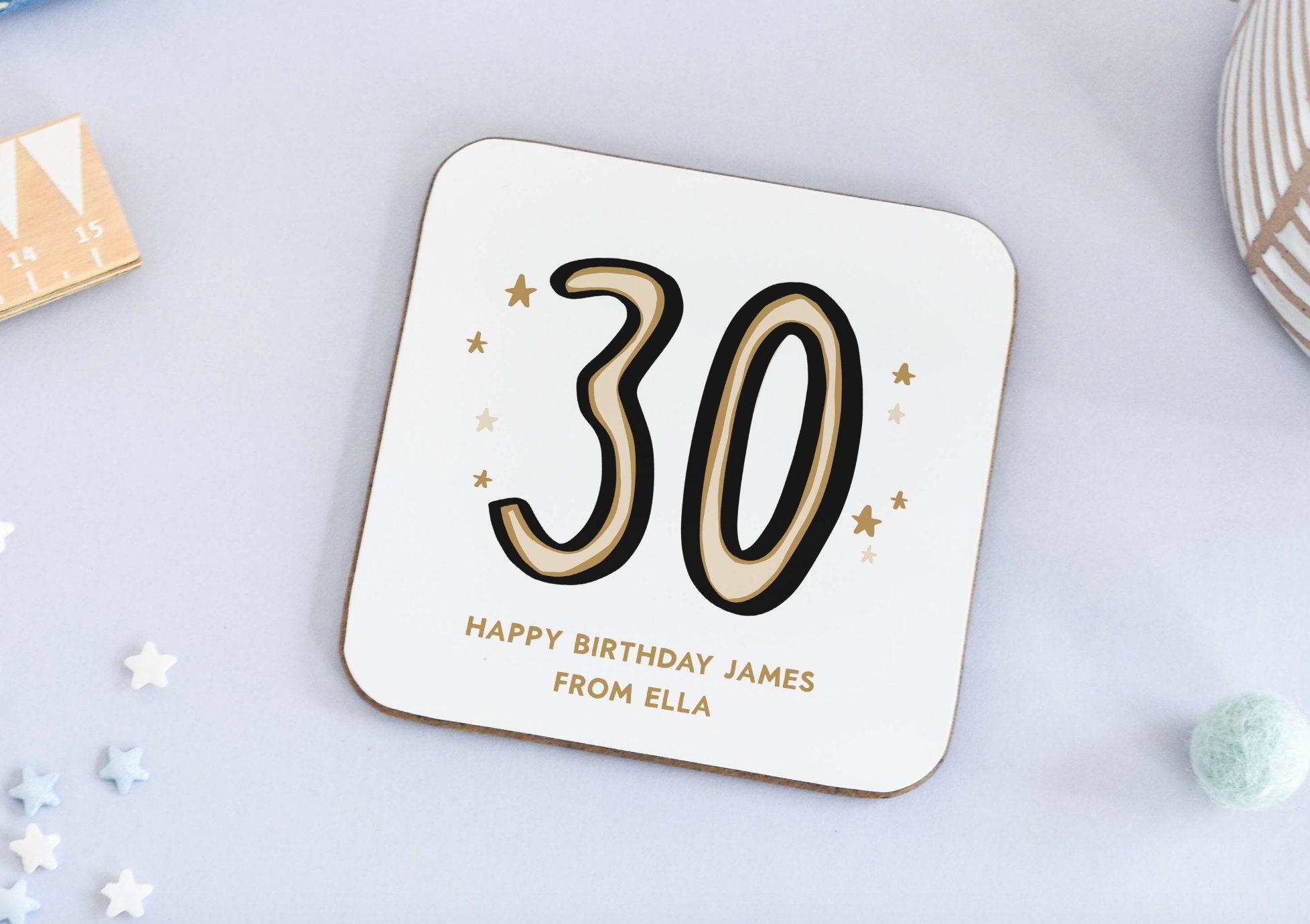 Personalised 30th Birthday Gift, 30th Coaster, 30th Birthday For Him, 30th Birthday For Her, Keepsake 30th Gift, Thirtieth Birthday Coaster