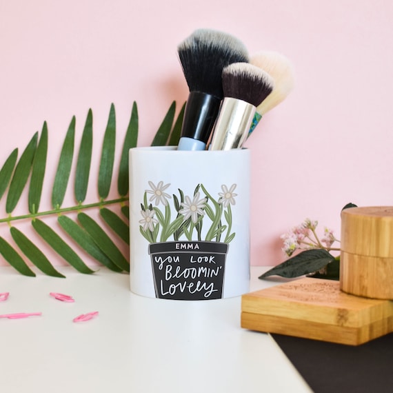 Personalised Bloomin' Lovely Make up Brush Holder Ceramic Pot