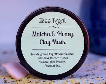 Matcha & Honey Clay Mask | Green Tea Antioxidant Clay Mask Powder | Aloe Powder Clay Mask | Honey Face Mask