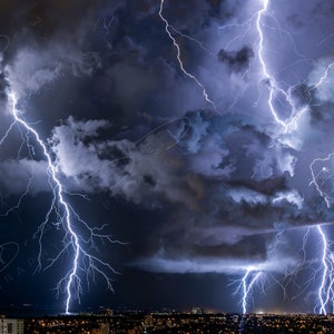 Fine Art Photo Print - Lightning Bolt Thunderstorm Picture | Choose Standard Print, Stretched Canvas, Mounted Metal Print or Acrylic Mount