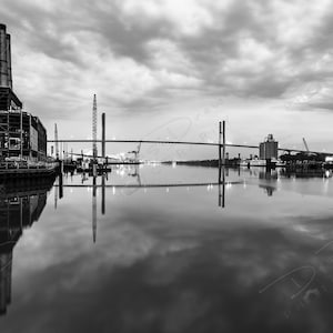Fine Art Photo Print - Black and White Savannah River Street Picture | Choose Standard Print, Canvas, Metal or Acrylic | Georgia Photography