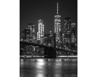 Fine Art Photo Print | Black and White New York City Skyline Picture | Choose Standard Photo, Canvas, Metal or Acrylic | Manhattan Wall Art
