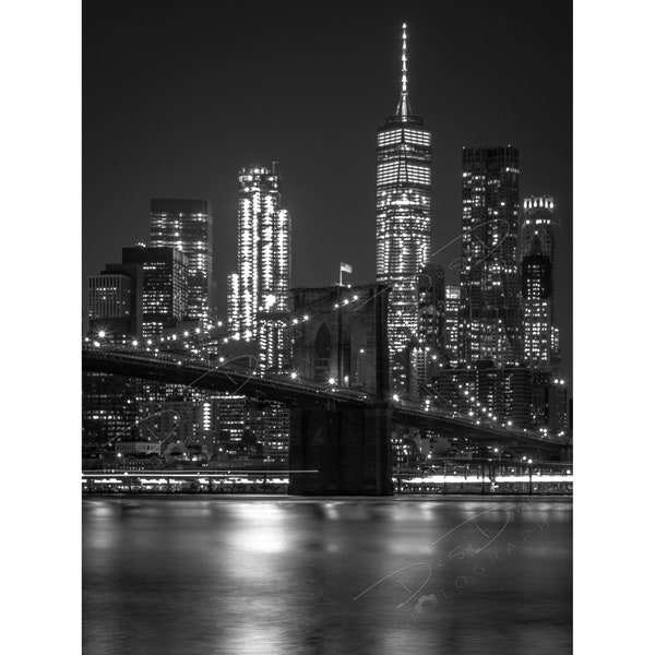 Fine Art Photo Print | Black and White New York City Skyline Picture | Choose Standard Photo, Canvas, Metal or Acrylic | Manhattan Wall Art