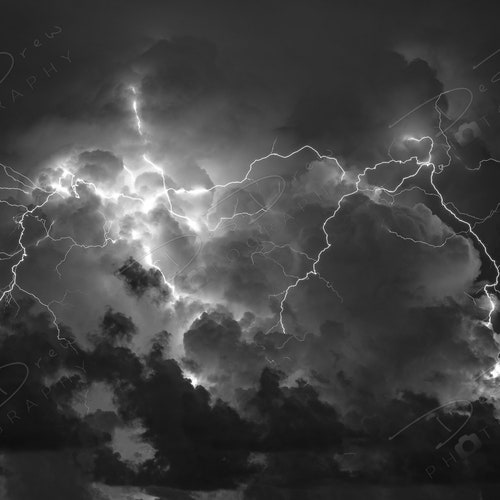 Fine Art Photo Print Black and White Lightning Thunderstorm - Etsy New  Zealand