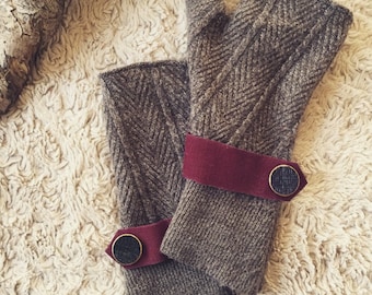 Upcycled Wool/Cotton blend Fingerless Gloves